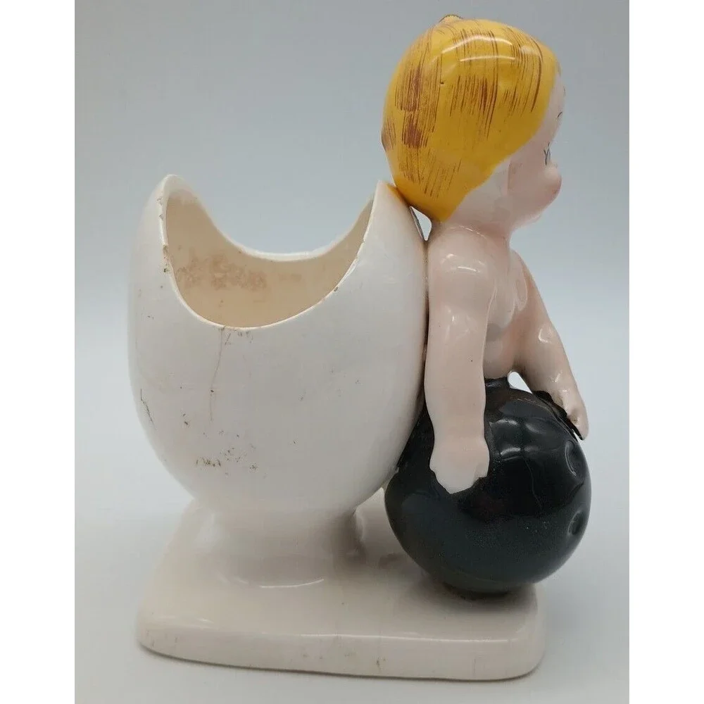 Vtg Planter Bowling Baby Blue Eyed Blonde Round Ball